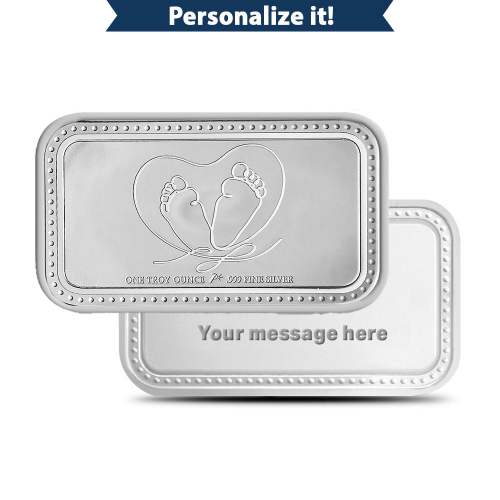 1 oz Silver Engravable Baby Bar (New wGift Box)