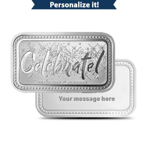 1 oz Silver Engravable Celebration Bar (New wGift Box)