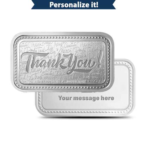 1 oz Silver Engravable Thank You Bar (New wGift Box)