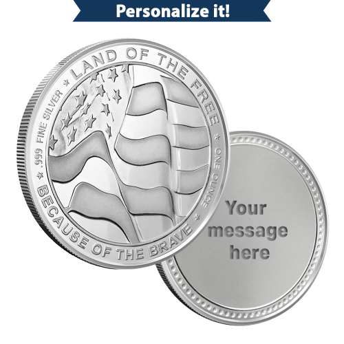 1 oz Silver Engravable Patriotic Round (New wGift Box)