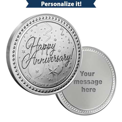 1 oz Silver Engravable Anniversary Round (New wGift Box)