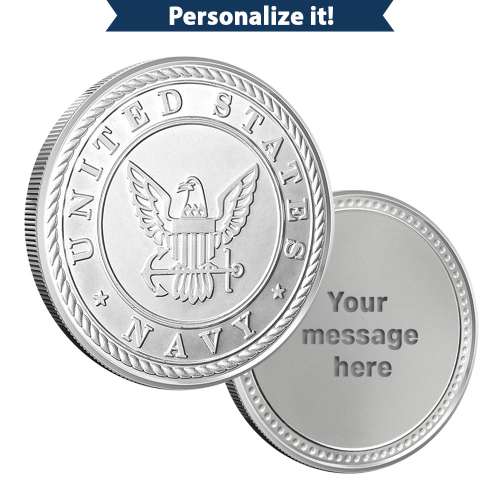 1 oz Silver Engravable Navy Round (New wGift Box)