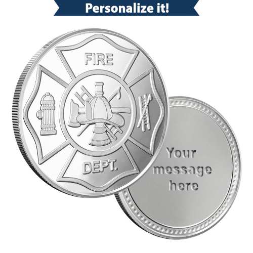 1 oz Silver Engravable Firefighter Round (New wGift Box)