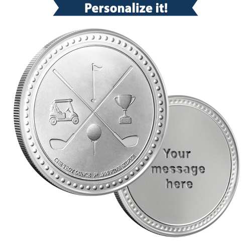 1 oz Silver Engravable Golf Lover Round (New wGift Box)