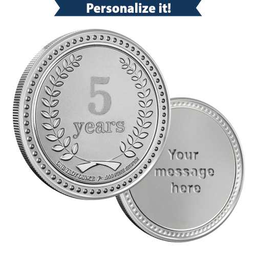 1 oz Silver Engravable 5 Years of Service Round (New wGift Box)