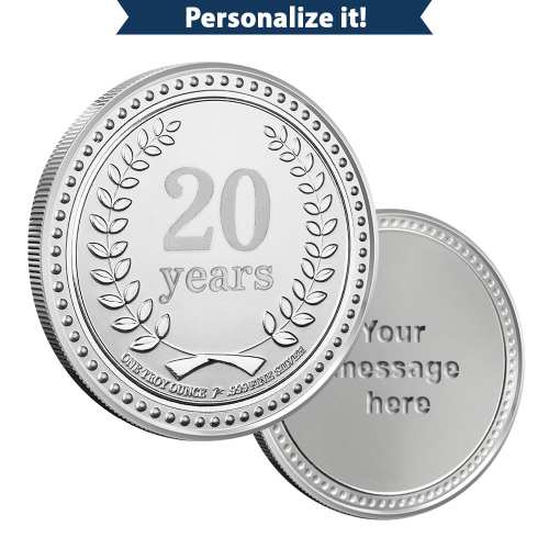 1 oz Silver Engravable 20 Years of Service Round (New wGift Box)
