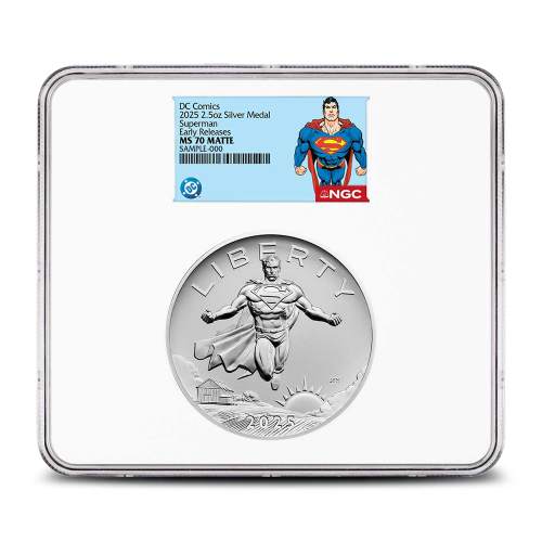 2025 2.5 oz DC Comics Superman American Liberty Silver Medal NGC MS70 (Superman Label)
