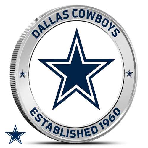 1 oz Colorized NFL Dallas Cowboys Silver Round (BU)