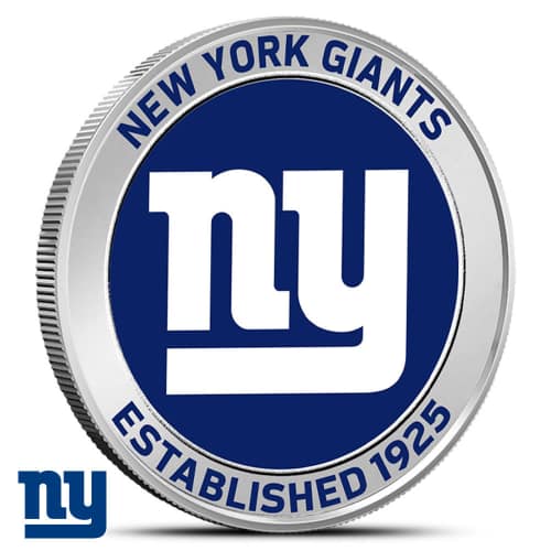 1 oz Colorized NFL New York Giants Silver Round (BU)