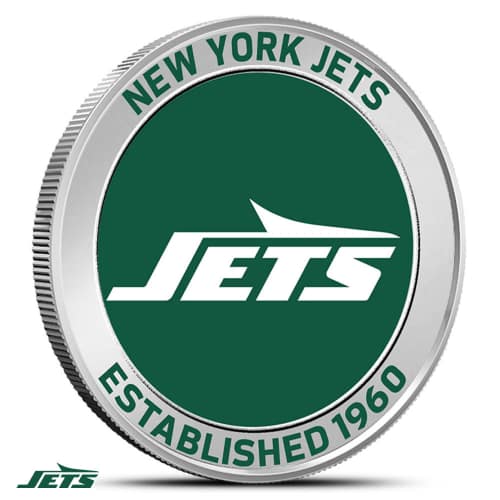 1 oz Colorized NFL New York Jets Silver Round (BU)