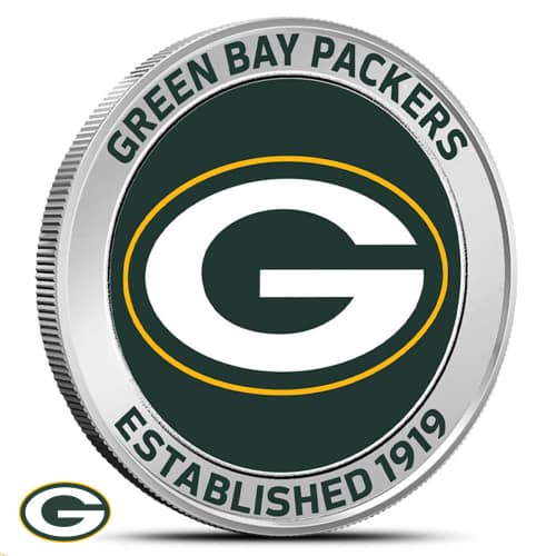 1 oz Colorized NFL Green Bay Packers Silver Round (BU)