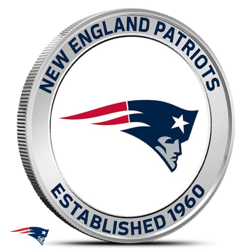 1 oz Colorized NFL New England Patriots Silver Round (BU)
