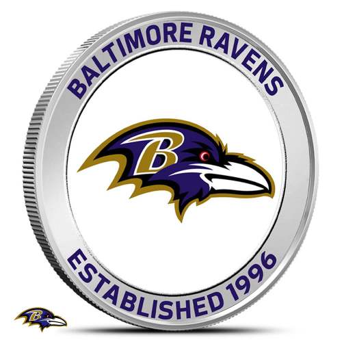 1 oz Colorized NFL Baltimore Ravens Silver Round (BU)