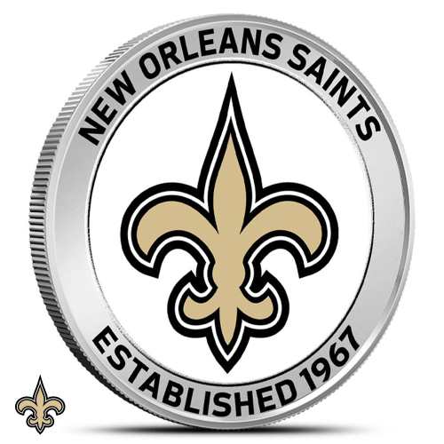 1 oz Colorized NFL New Orleans Saints Silver Round (BU)