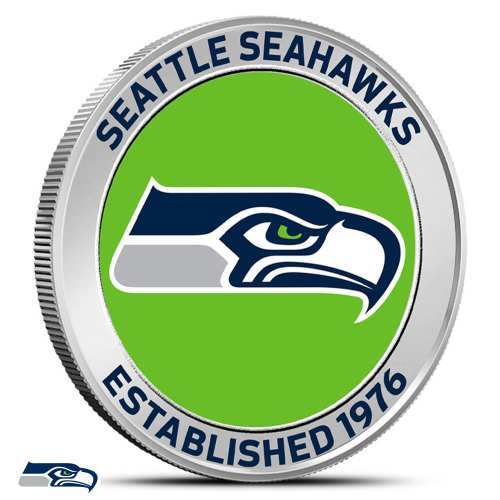 1 oz Colorized NFL Seattle Seahawks Silver Round (BU)