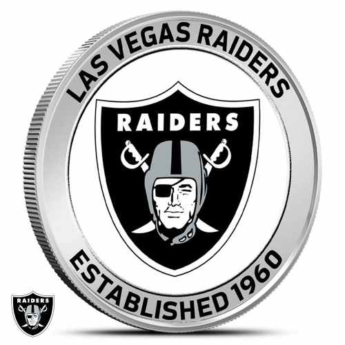 1 oz Colorized NFL Las Vegas Raiders Silver Round (BU)