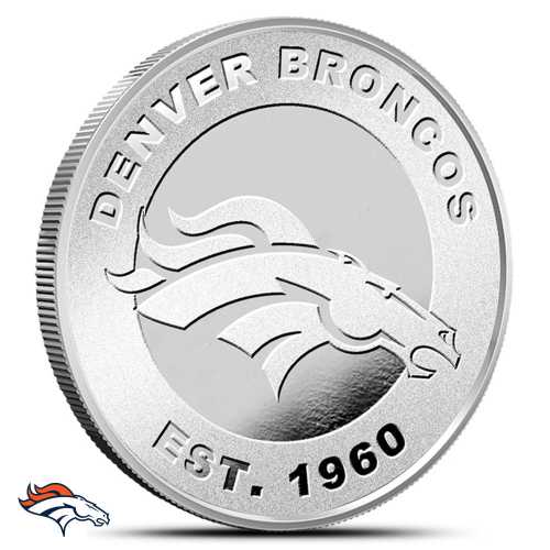 1 oz NFL Denver Broncos Silver Round (BU)