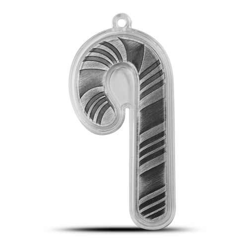 1/2 oz Candy Cane Shaped Silver Bar (Ornament Capsule)