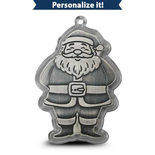 1/2 oz Engravable Santa Shaped Silver Bar (Ornament Capsule)