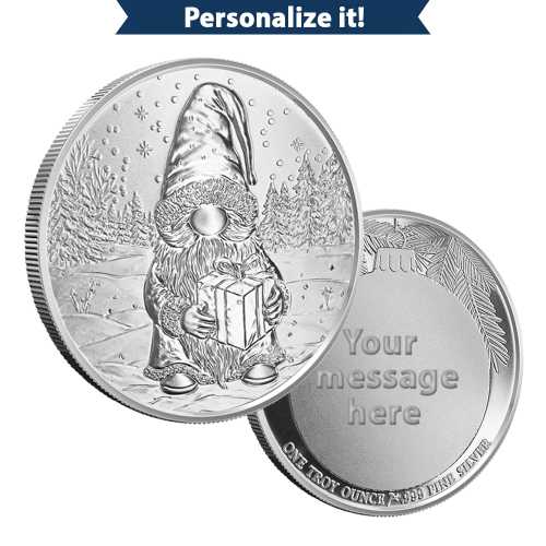 1 oz Engravable Snowy Gnome Silver Round (New)