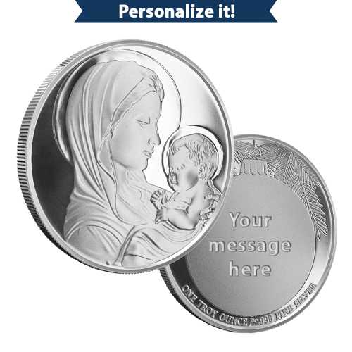 1 oz Engravable Madonna and Child Silver Round (New)