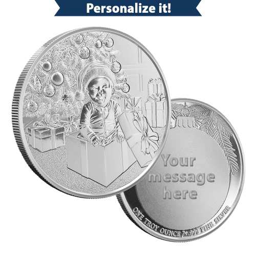 1 oz Engravable Babys First Christmas Silver Round (New)