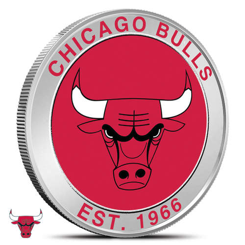 1 oz Colorized NBA Chicago Bulls Silver Round (BU)
