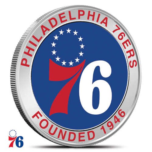 1 oz Colorized NBA Philadelphia 76ers Silver Round (BU)