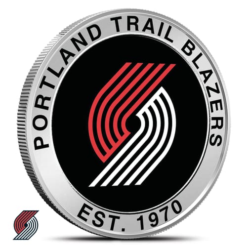 1 oz Colorized NBA Portland Trail Blazers Silver Round (BU)