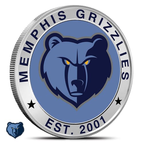 1 oz Colorized NBA Memphis Grizzlies Silver Round (BU)