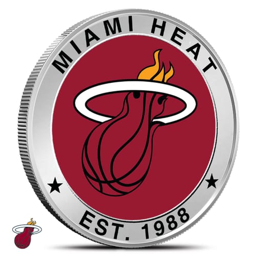 1 oz Colorized NBA Miami Heat Silver Round (BU)