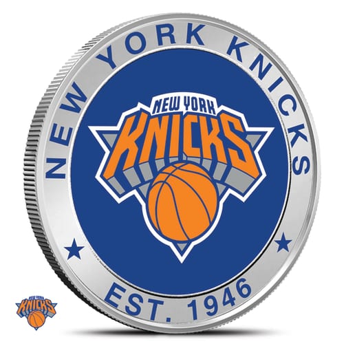 1 oz Colorized NBA New York Knicks Silver Round (BU)