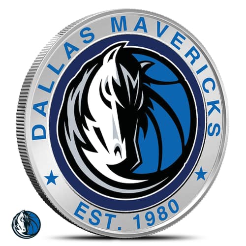 1 oz Colorized NBA Dallas Mavericks Silver Round (BU)