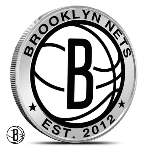 1 oz Colorized NBA Brooklyn Nets Silver Round (BU)