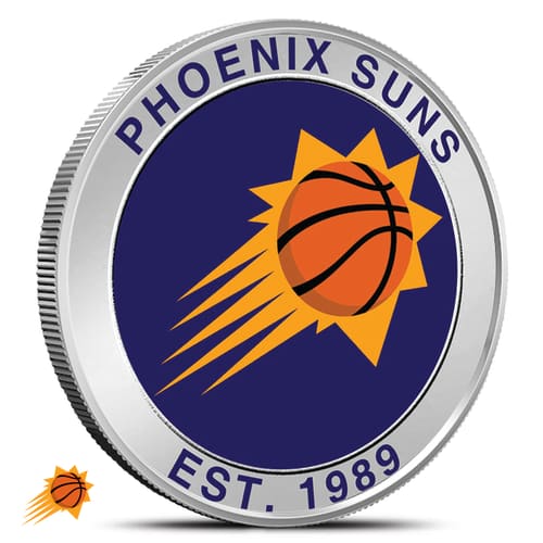 1 oz Colorized NBA Phoenix Suns Silver Round (BU)