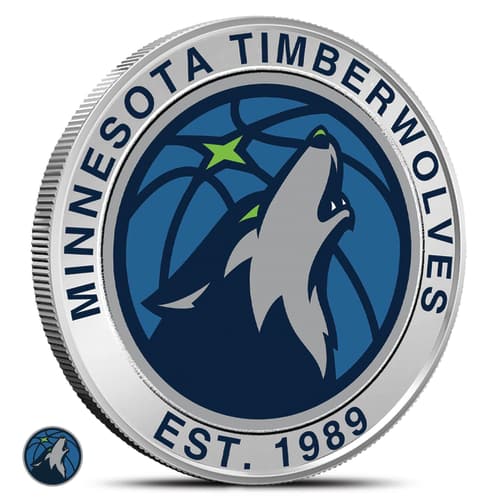 1 oz Colorized NBA Minnesota Timberwolves Silver Round (BU)