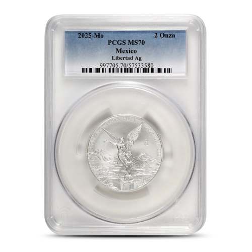 2025 2 oz Mexican Silver Libertad Coin PCGS MS70