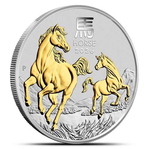 2026 1 oz Australian Silver Lunar Horse Coin (Gilded, Capsule + CoA)