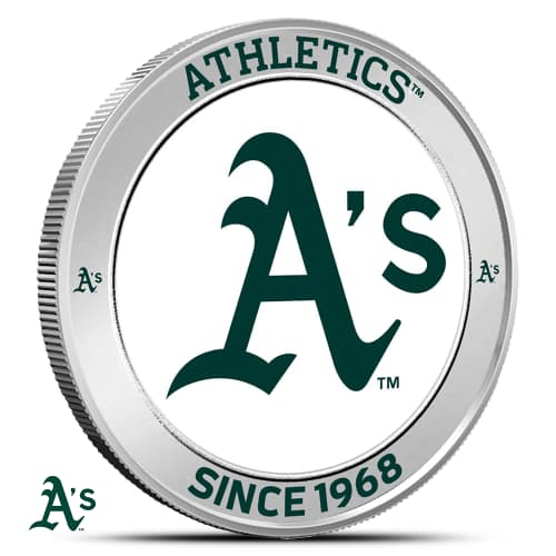 1 oz Colorized MLB Athletics Silver Round (BU)
