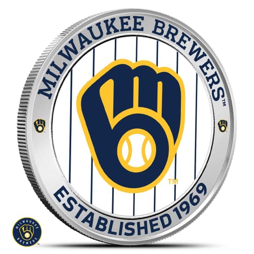 1 oz Colorized MLB Milwaukee Brewers Silver Round (BU)
