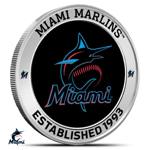1 oz Colorized MLB Miami Marlins Silver Round (BU)