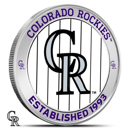 1 oz Colorized MLB Colorado Rockies Silver Round (BU)