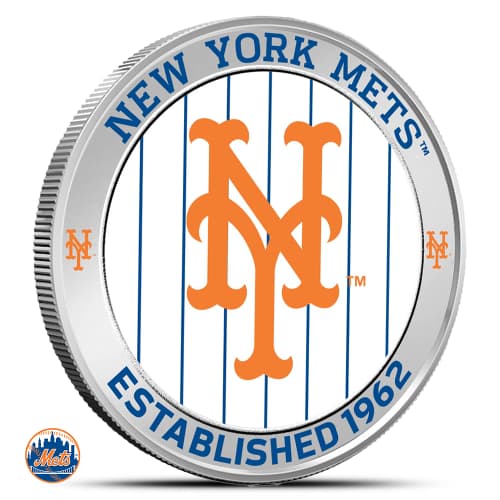 1 oz Colorized MLB New York Mets Silver Round (BU)
