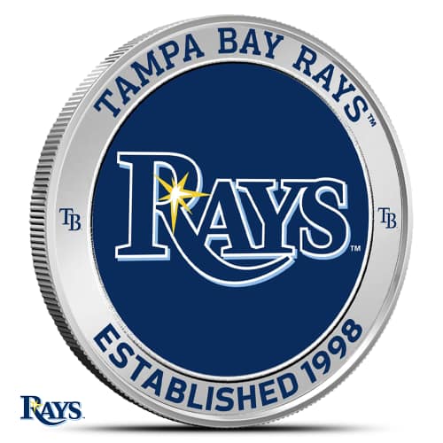 1 oz Colorized MLB Tampa Bay Rays Silver Round (BU)