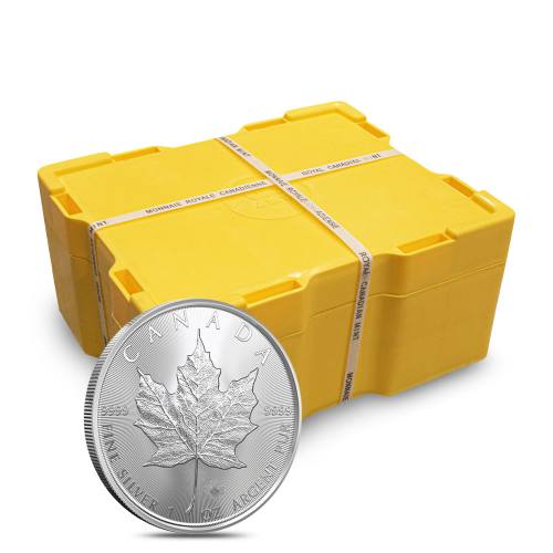 1 oz Canadian Silver Maple Leaf Monster Box (500 Coins, Random Year, BU)