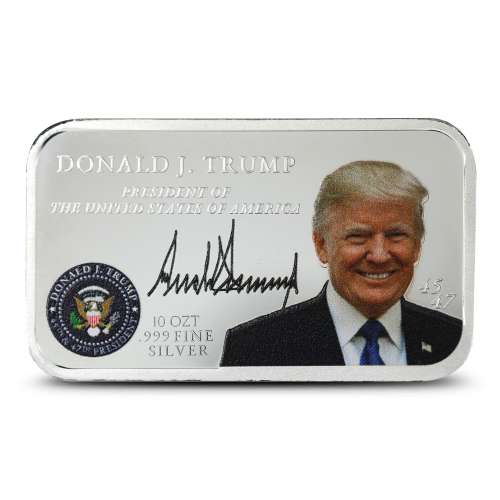10 oz Colorized Donald J Trump Big Beautiful Silver Bar (New)