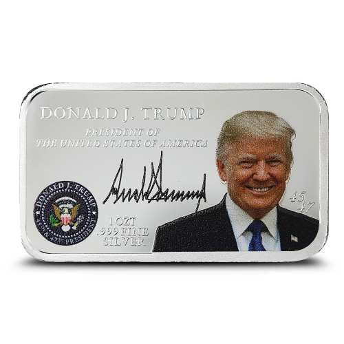 1 oz Colorized Donald J Trump Presidential Silver Bar (New)