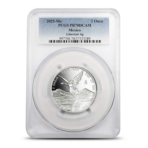 2025 2 oz Proof Mexican Silver Libertad Coin PCGS PR70 DCAM