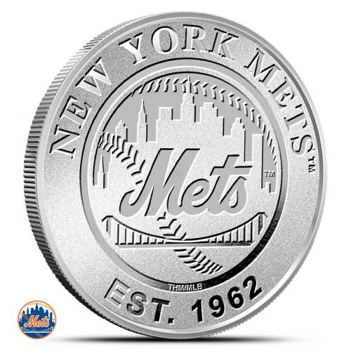 1 oz MLB New York Mets Silver Round (BU)