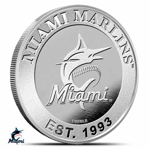 1 oz MLB Miami Marlins Silver Round (BU)